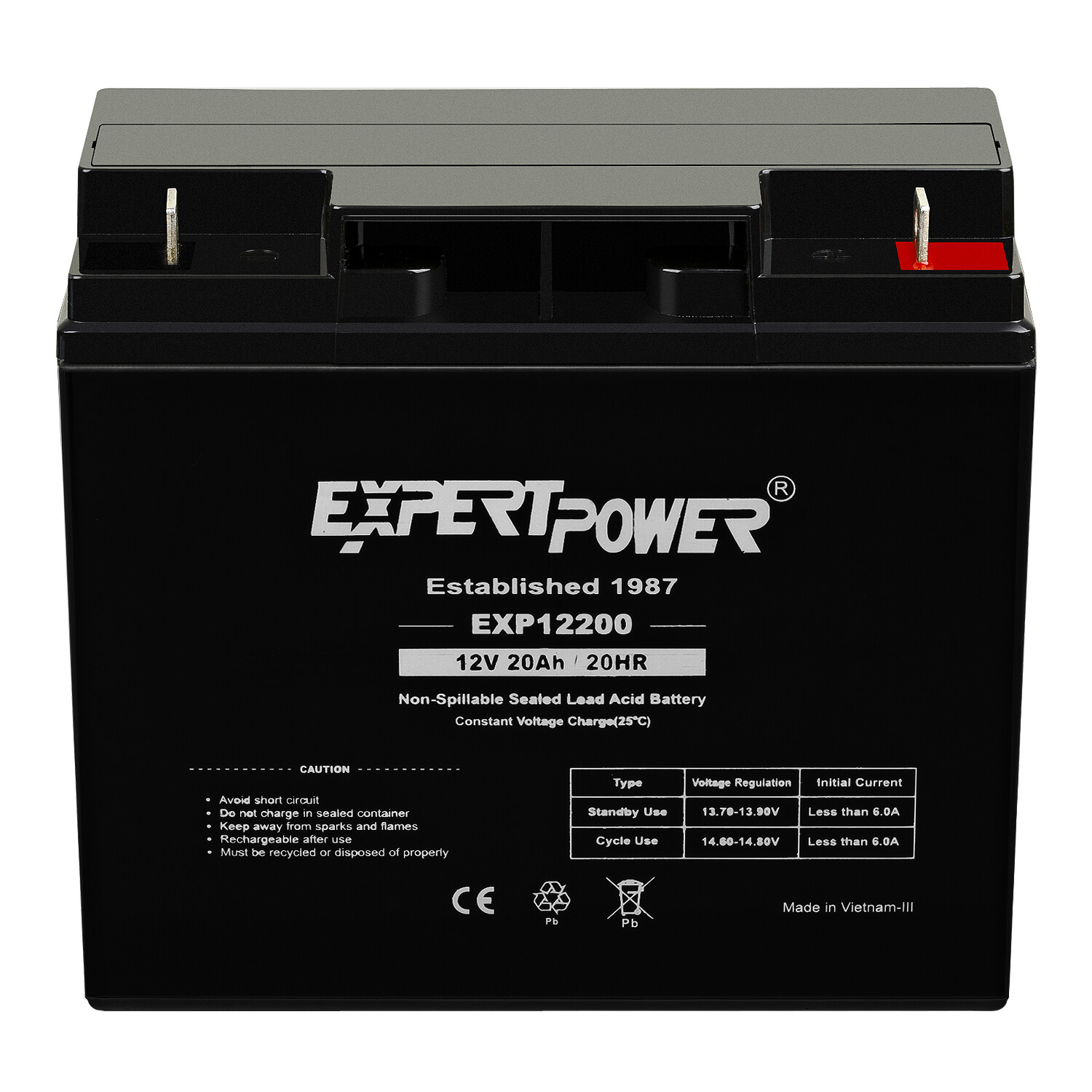 ExpertPower EXP12200 12V 20AH AGM Maintenance Free Sealed Lead Acid Battery 