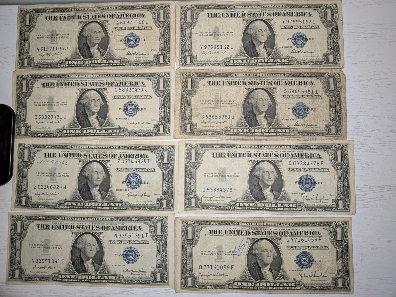 45 Lot $1 Silver Certificates 1935 1957 A-E Star Note Sequential Serial Numbers