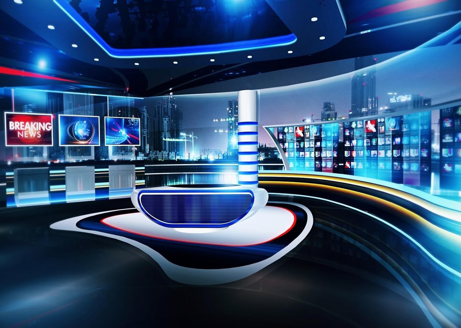 7x5ft Fabric News Broadcast Backdrop Virtual TV Studio 7x5FT, N1-a20099 