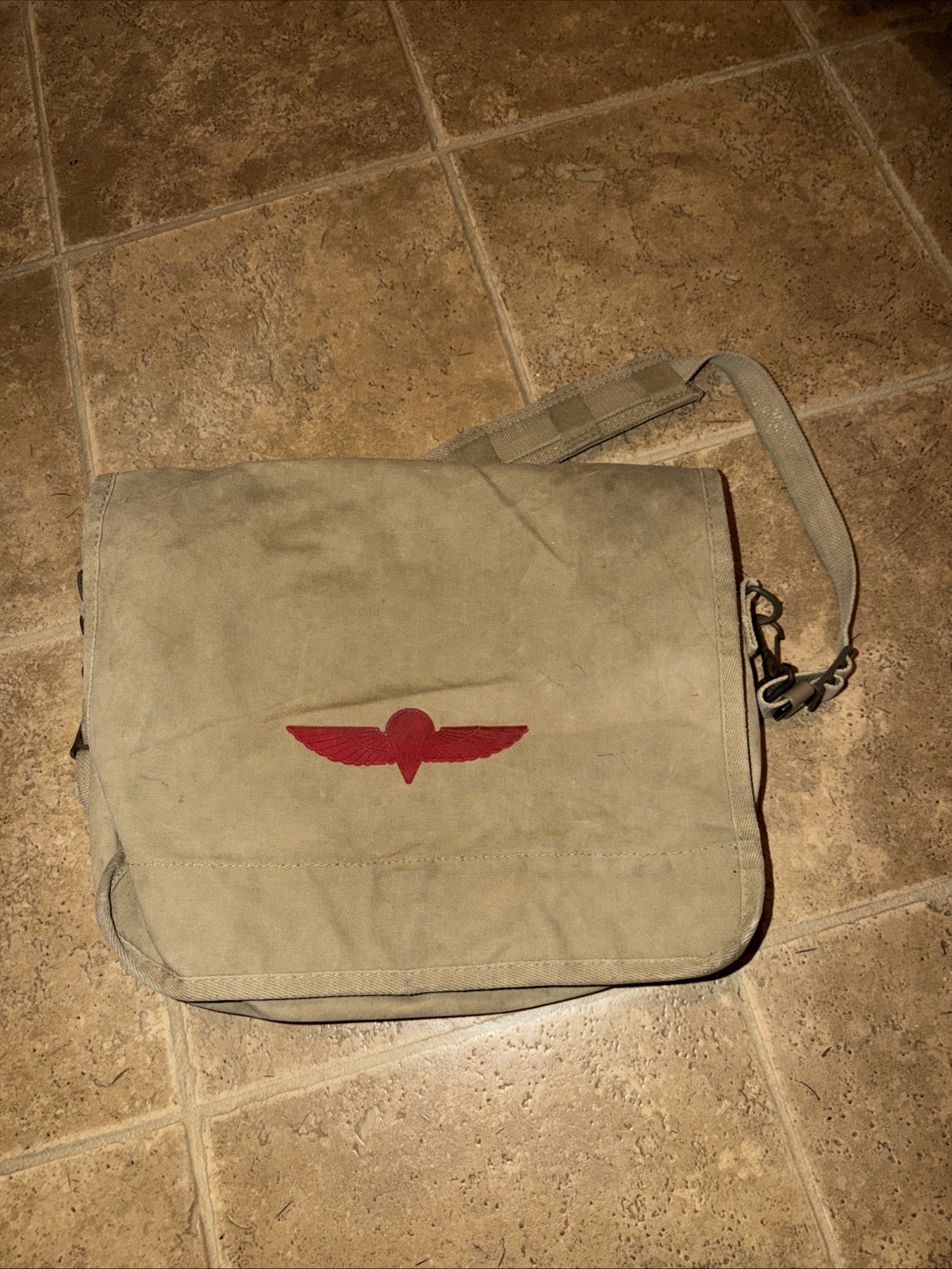Vintage 80s Banana Republic Israeli Paratrooper Messenger Bag Mill Valley Tag