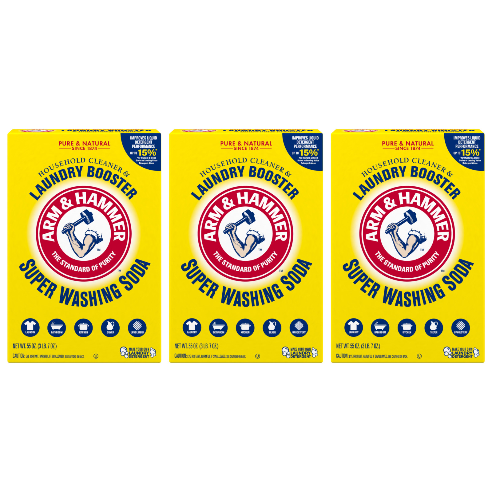 ARM & HAMMER Super Washing Soda Powder 55 oz Laundry Booster 3 Pack