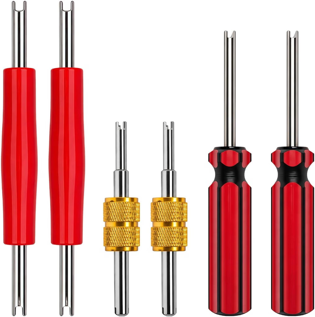 6 Pcs Valve Stem Removal Tool, Single and Double Head Schrader Valve Tool, AC Va