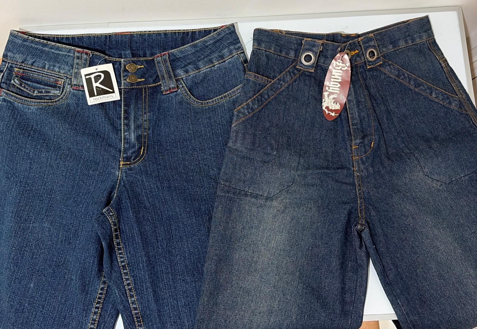Ladies Size 10 Rockmans Indigo 3/4 Dark Wash Jeans + Bungy Blue Denim Jeans BNWT