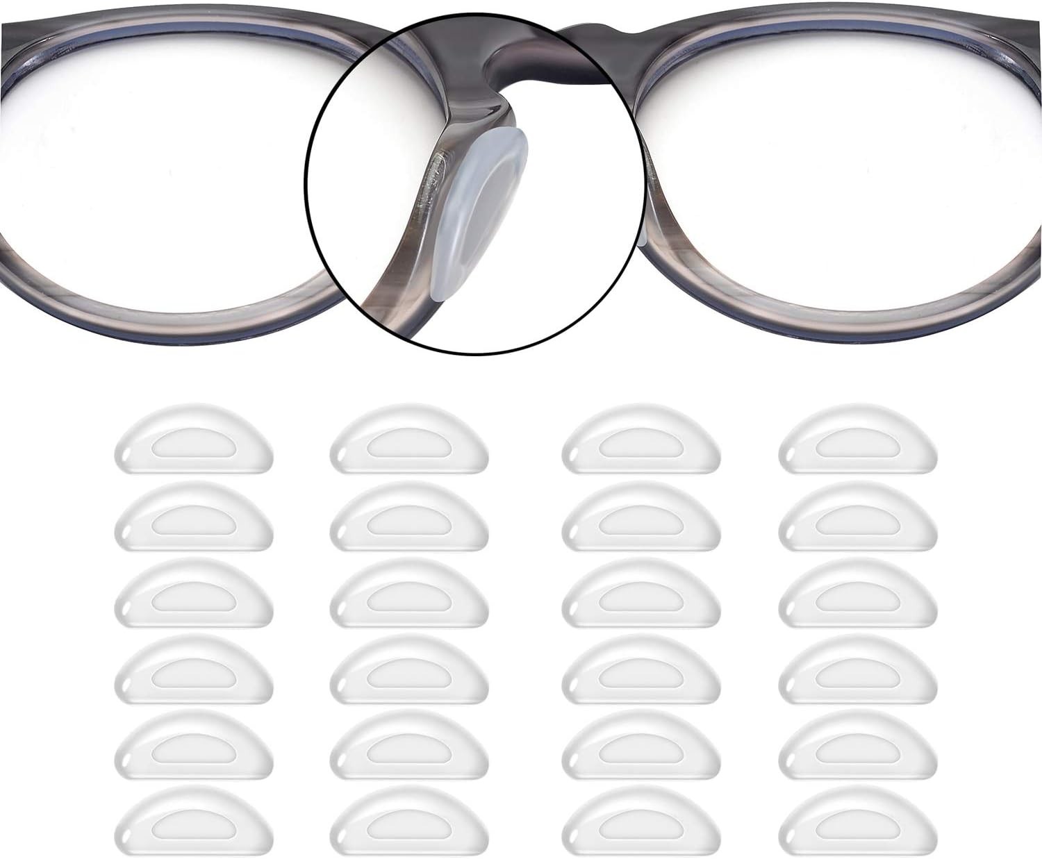 SMARTTOP 1.0mm Eyeglass Nose Pads 20 Pairs Stick On Silicone Anti-Slip Adhesive