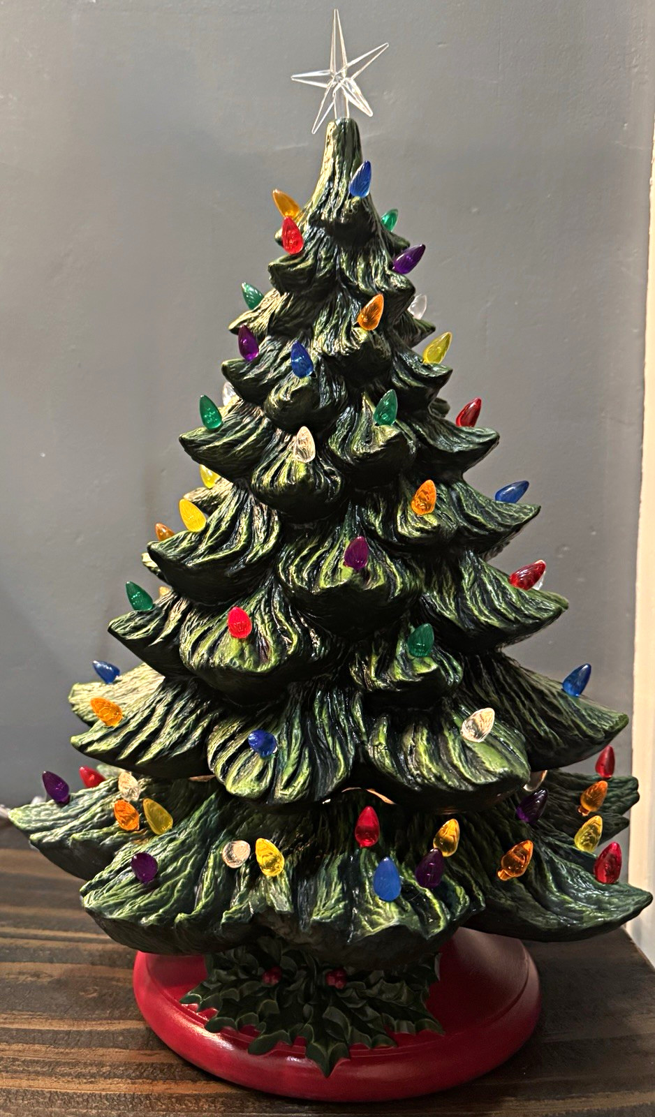 Christmas Tree-Retro Vintage Nowell Hand Painted Approximately 18” Tall Christmas Tree-Retro Vintage Nowell Hand Painted Approximately 18” Tall