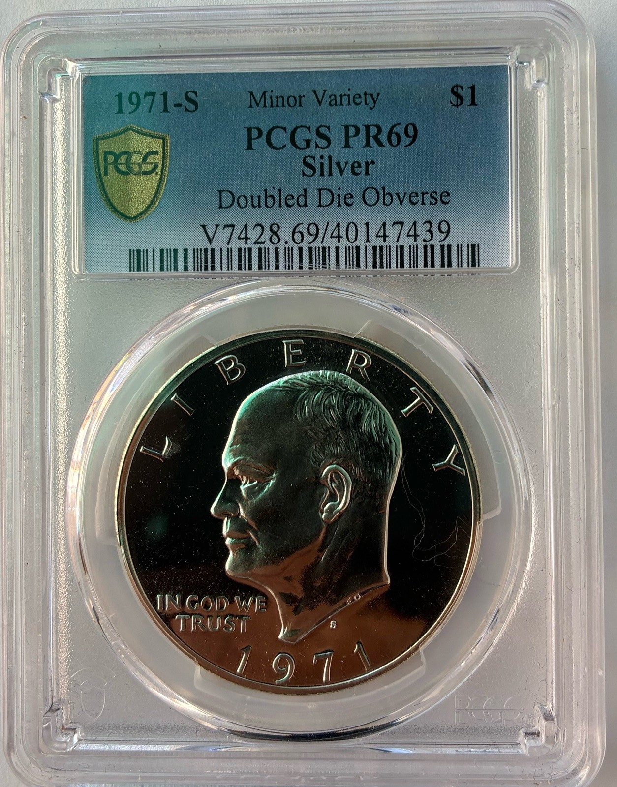 1971-S Minor Variety Eisenhower IKE Silver PCGS PR69 DDO Beautiful PR Coin 1971-S Minor Variety Eisenhower IKE Silver PCGS PR69 DDO Beautiful PR Coin