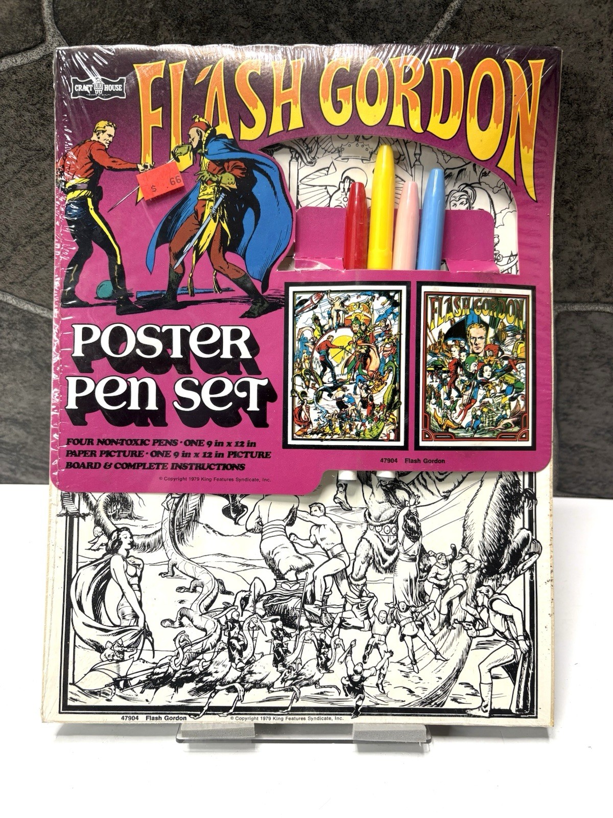 Rare 1979 Flash Gordon Poster Pen Set - Craft House #47904 - Vintage NOS