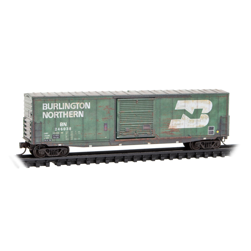 Micro Trains N 180144480 Burlington Northern Weathered 50' Box Car Grit N' Grime
