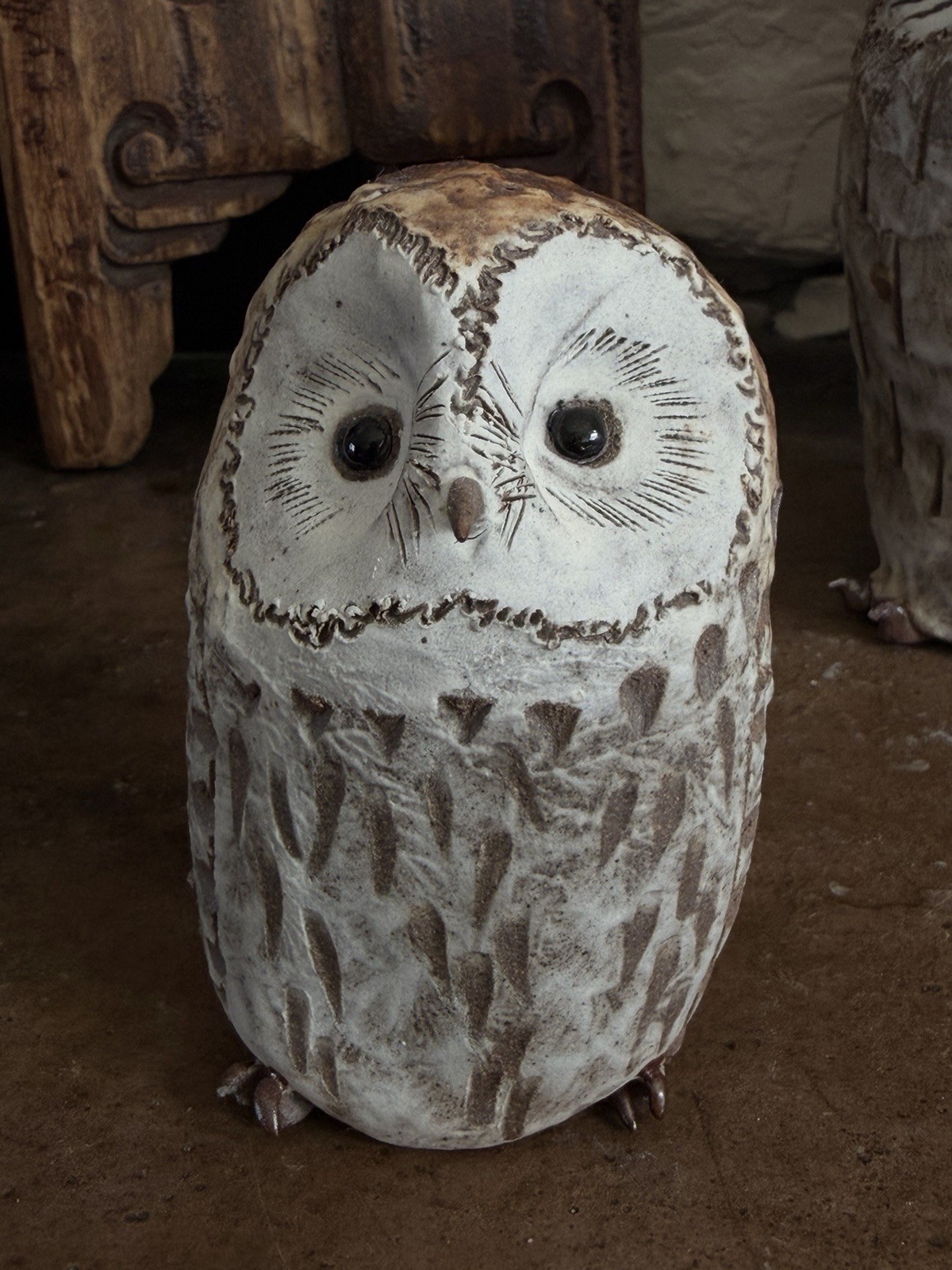 Japanese artist\'s handmade owl porcelain figurine