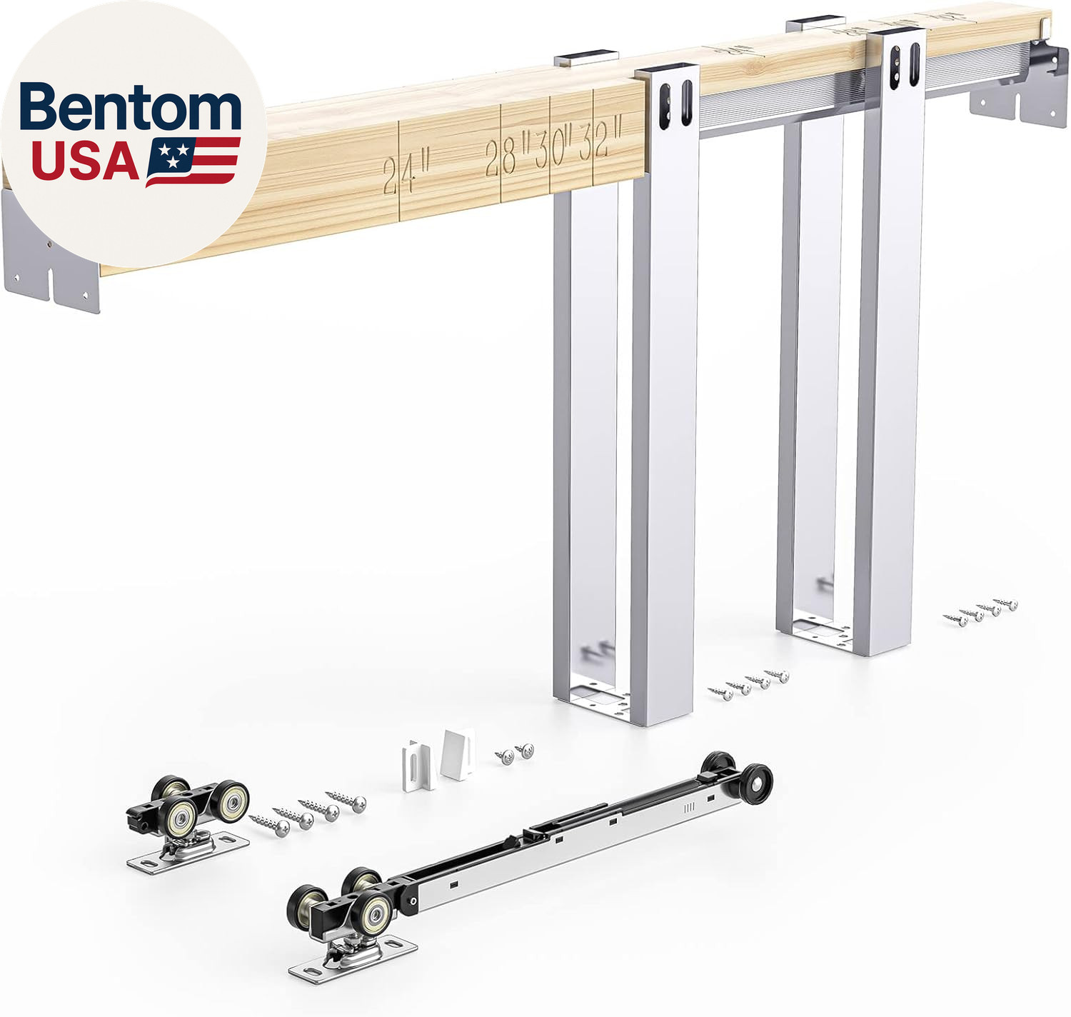 36X80In Pocket Door Frame Hardware Kit with Two-Way Soft Close Mechanism for 2X4