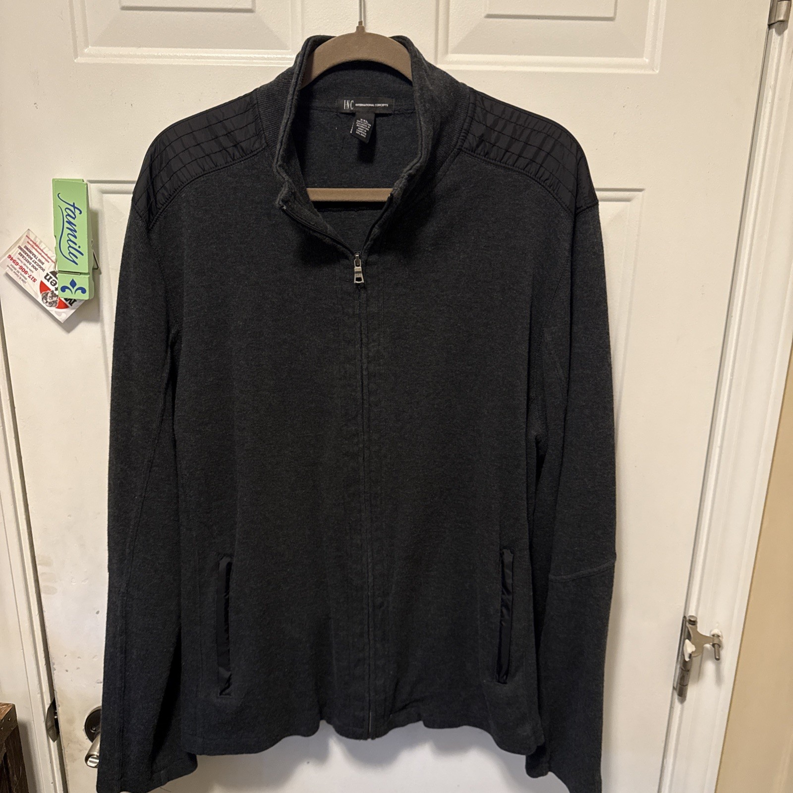 INC International Concepts Grey and Black Zip Sweater Jacket Men’s XXL