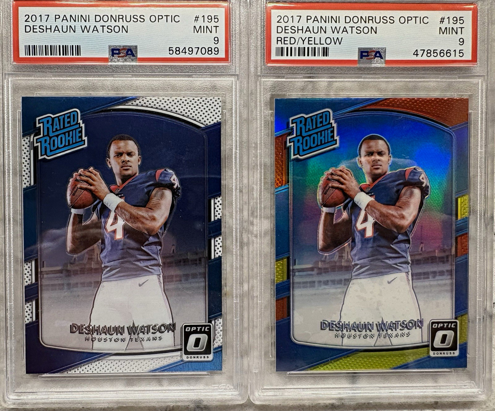 Panini 2017 Donruss Optic Deshaun Watson Rated Rookie #195 PSA 9 Lot 2 Panini 2017 Donruss Optic Deshaun Watson Rated Rookie #195 PSA 9 Lot 2