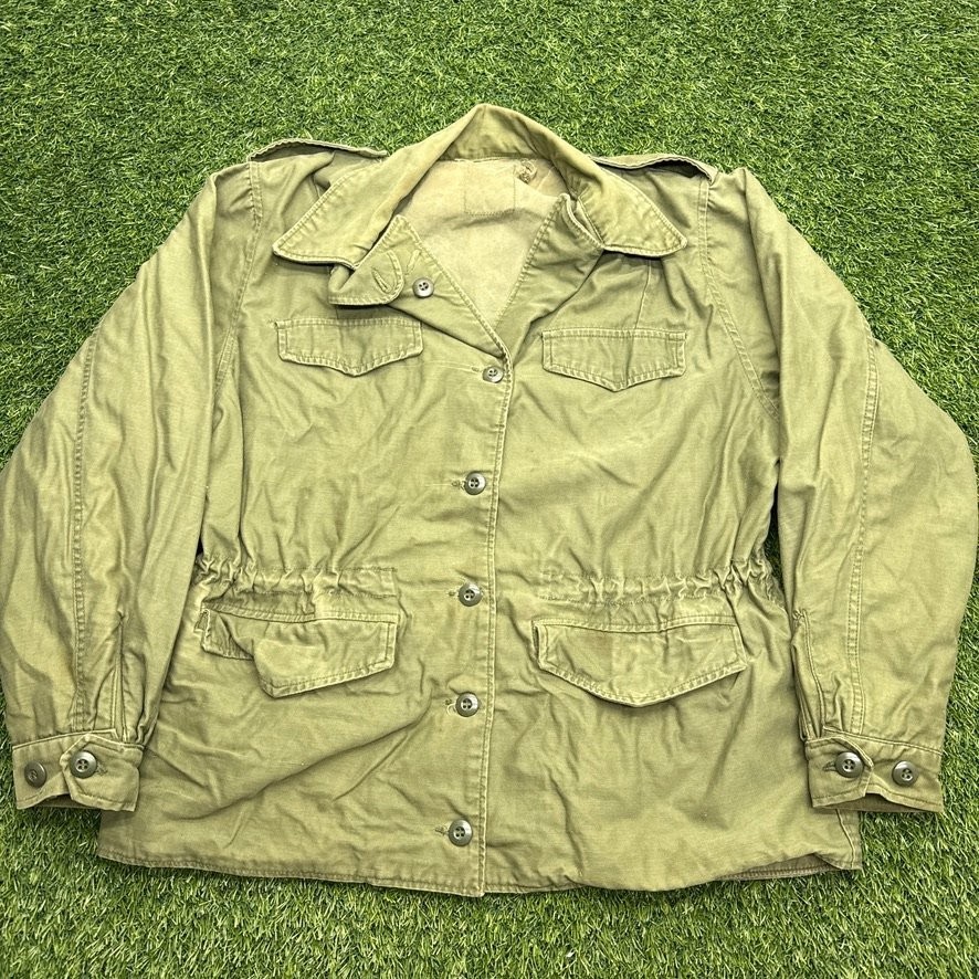 Vintage US Military Field Utility Jacket Mens Small Regular Olive Green OG 107