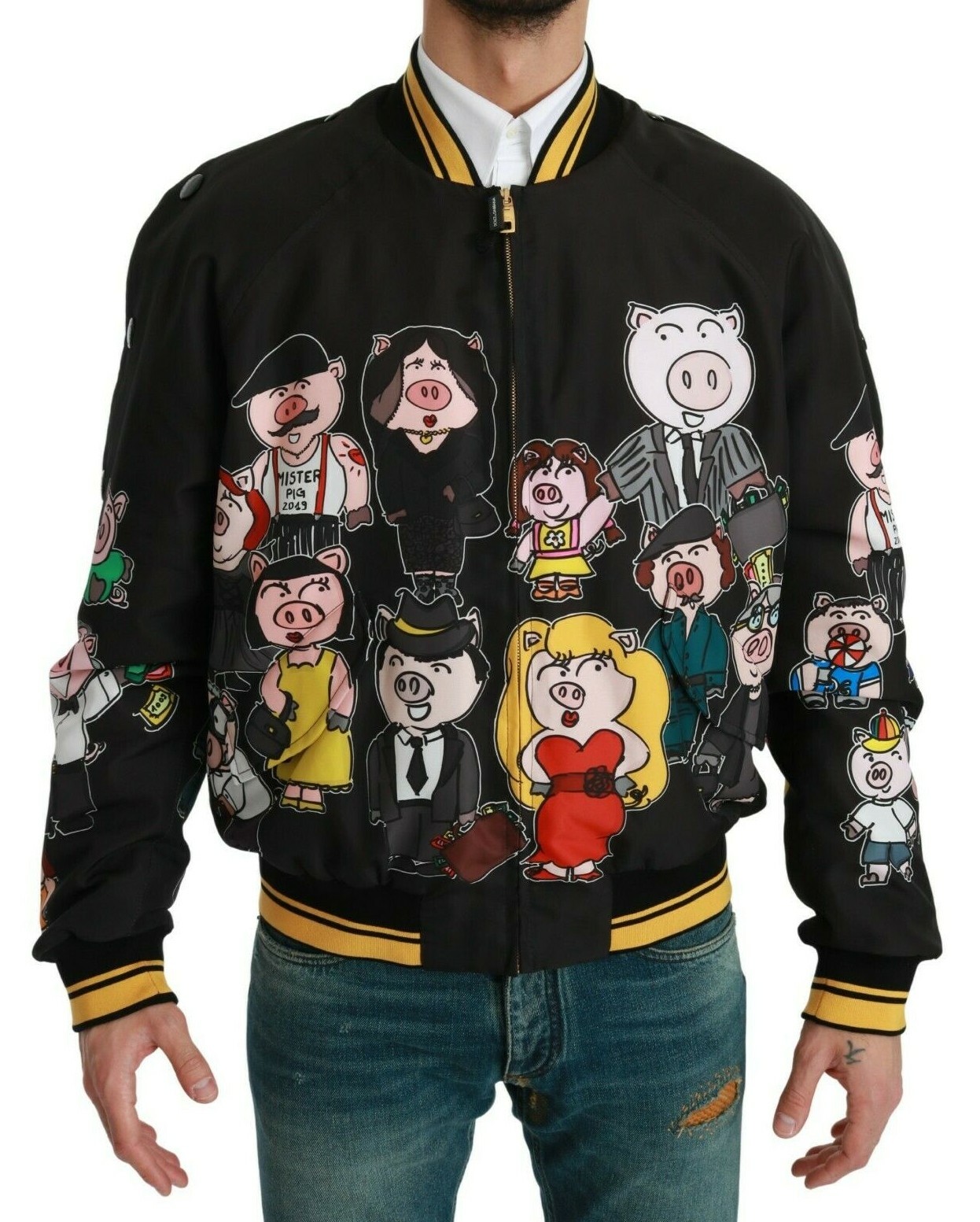 DOLCE & GABBANA Jacket Black YEAR OF THE PIG Bomber IT48 / US38 / M RRP $2200