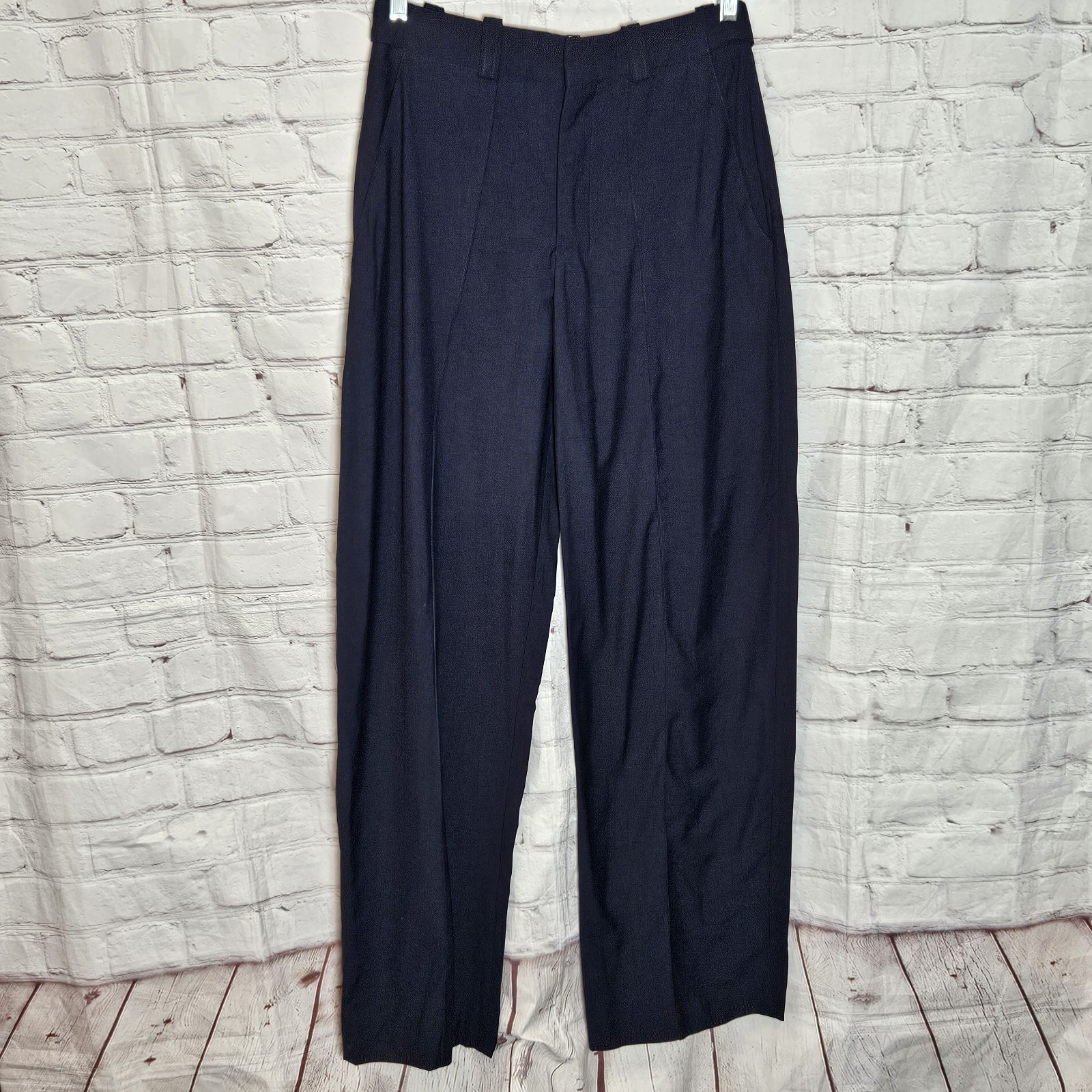Zara Womens S Dark Navy ZW Collection Pleated Wide Leg Tailored Dress Pants NWT Zara Womens S Dark Navy ZW Collection Pleated Wide Leg Tailored Dress Pants NWT