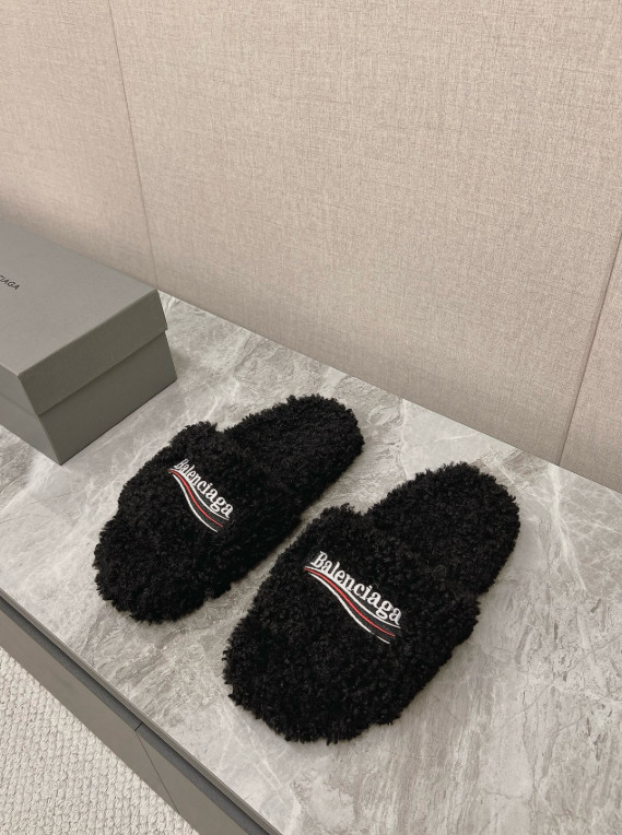 Black Furry Open Mule Double B Slides Sizes 6-12 Black Furry Open Mule Double B Slides Sizes 6-12