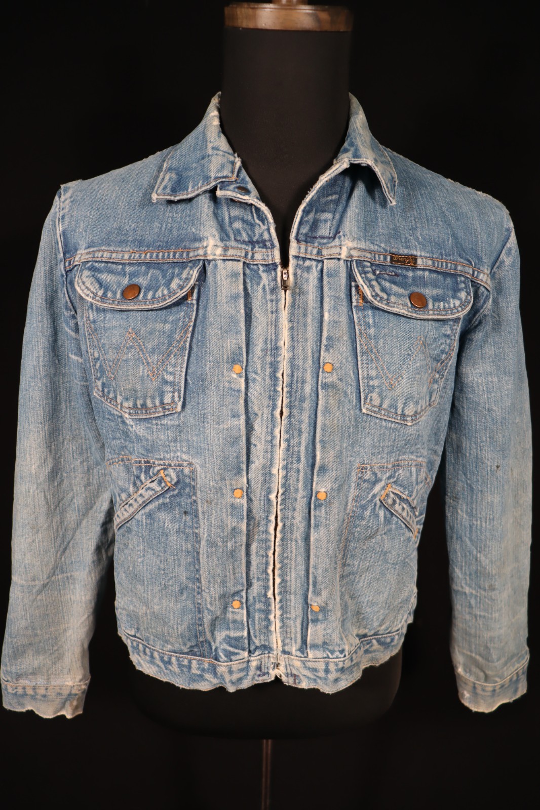 Rare Vintage Wrangler 1960s Wrangler Denim Jacket Black Label Zip Front