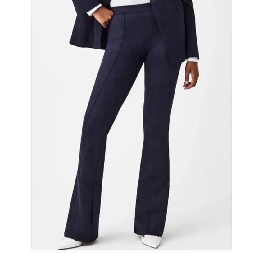 Spanx Navy Faux Suede Flare Pant Size S Spanx Navy Faux Suede Flare Pant Size S