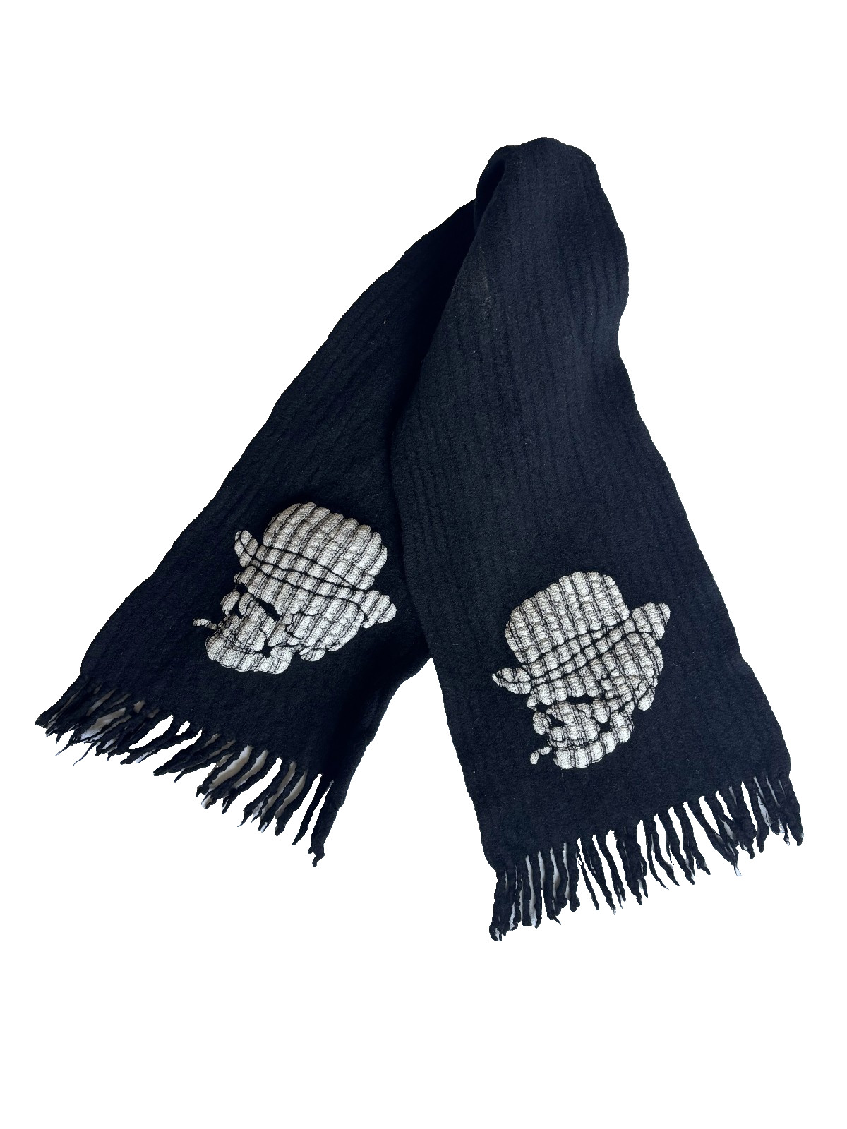 Y\'s Yohji Yamamoto Vintage Wool Scarf Black Skull Cigarette Y\'s Yohji Yamamoto Vintage Wool Scarf Black Skull Cigarette