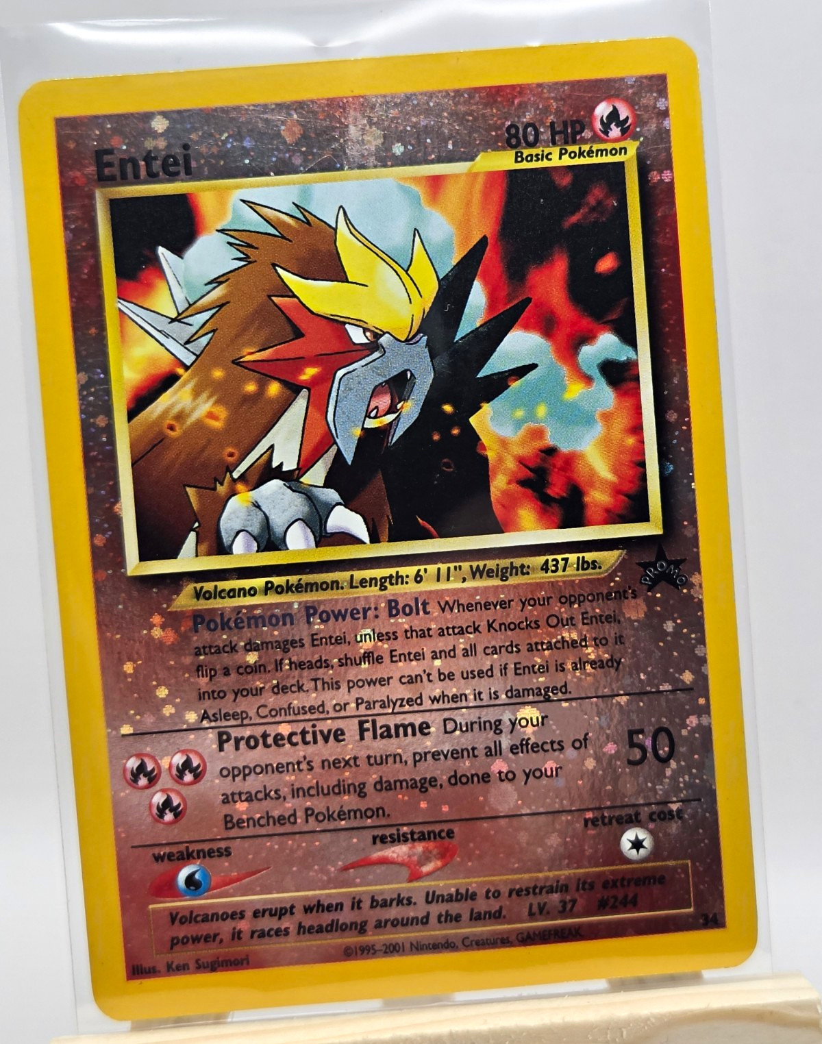 2001 Pokemon TCG Entei #34 Neo Revelation English Promo Holo Heavily Played 2001 Pokemon TCG Entei #34 Neo Revelation English Promo Holo Heavily Played