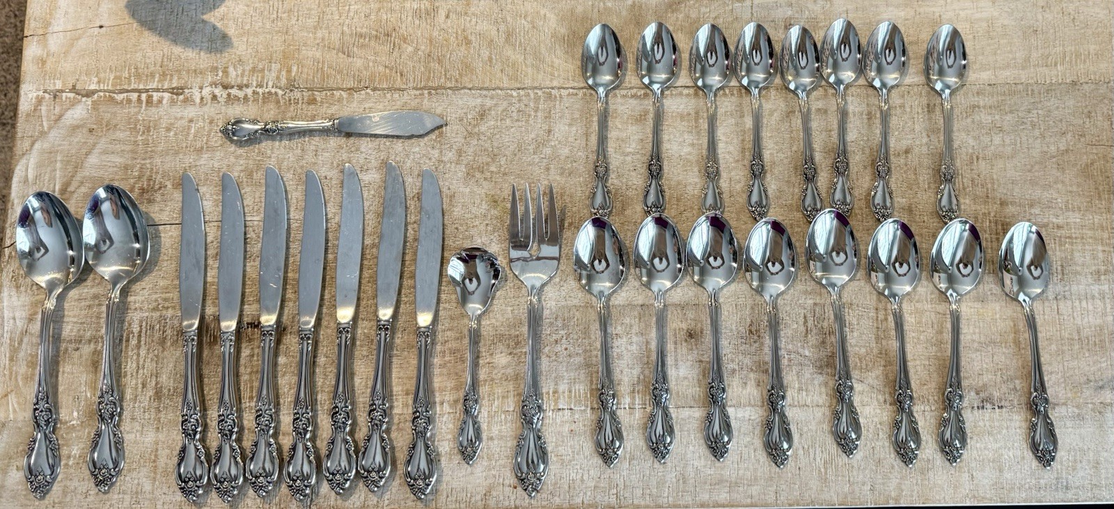 Oneida vintage stainless steel lot flatware spoons knife set