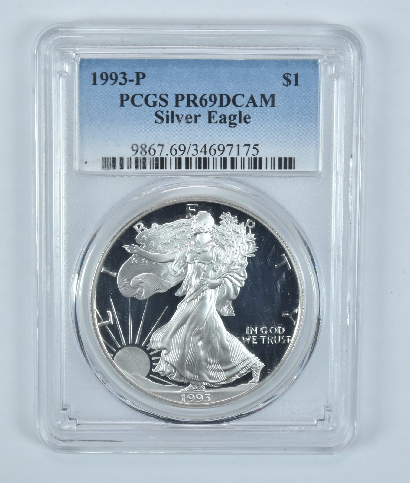1993-P American Silver Eagle PR69 DCAM PCGS Blue Label