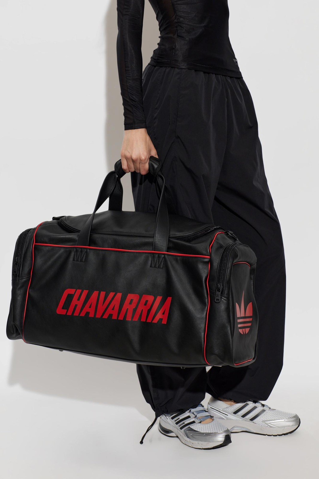 WILLY CHAVARRIA X ADIDAS LEATHER DUFFLE BAG BLACK/RED NEW WILLY CHAVARRIA X ADIDAS LEATHER DUFFLE BAG BLACK/RED NEW