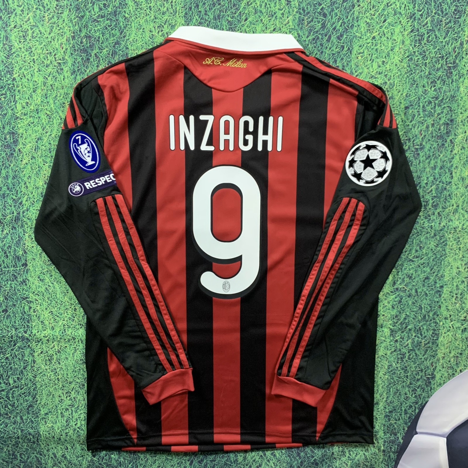 Inzaghi AC Milan 2009/2010 Long Sleeve Jersey - Retro Jersey - Mens Sizes - New