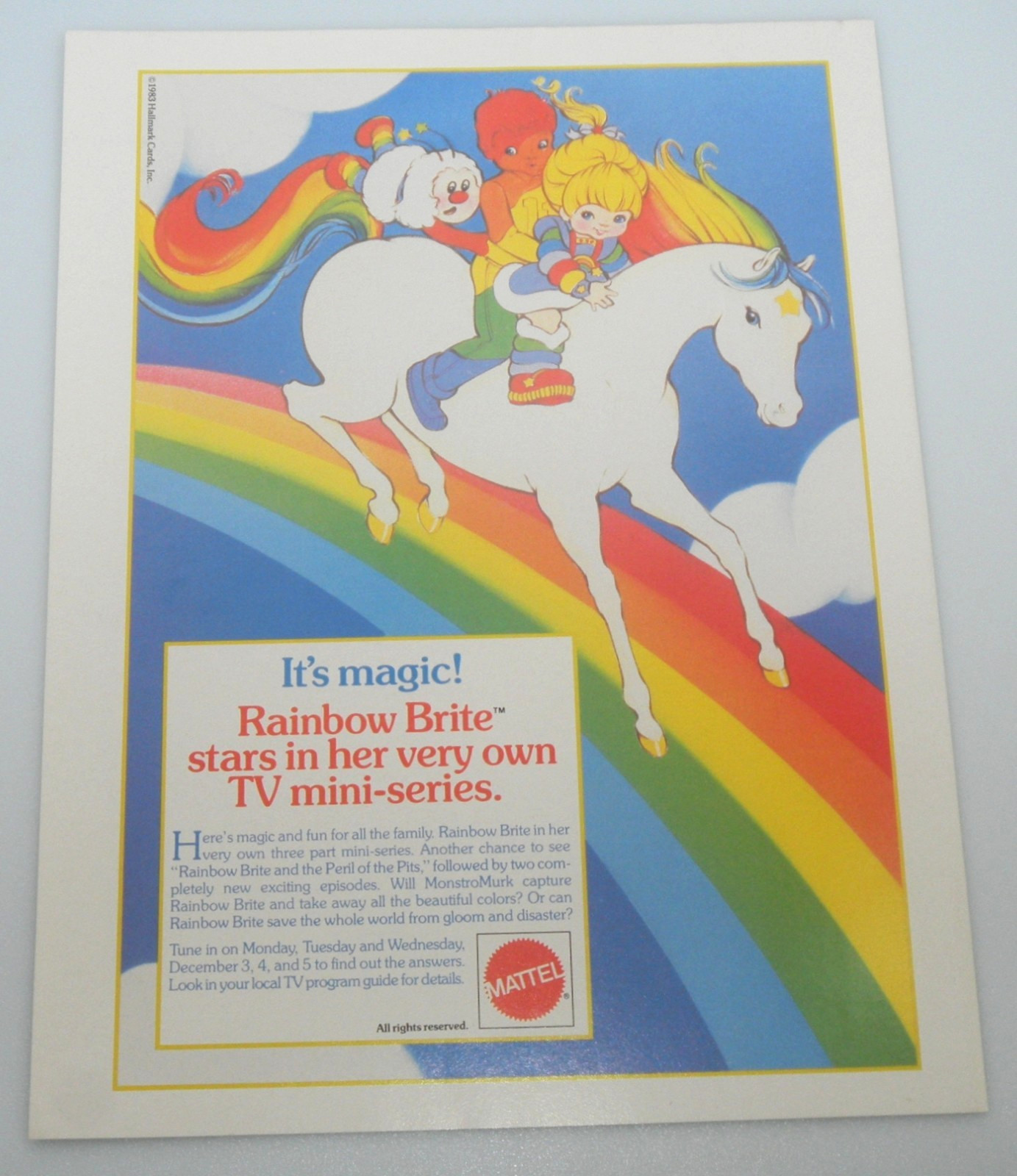 Vintage 1983 Rainbow Brite Mini-Series Magazine Ad Print Poster Cartoon TV Promo