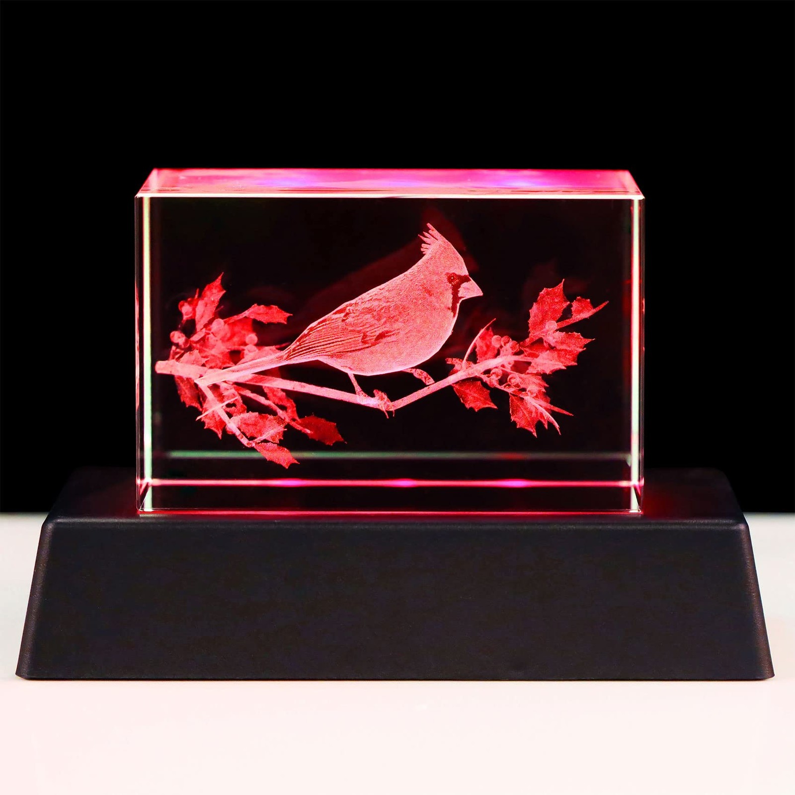 YWHL Crystal Cardinal Gifts for Women Man 3D Laser Engraved Red Cardinal Figu...