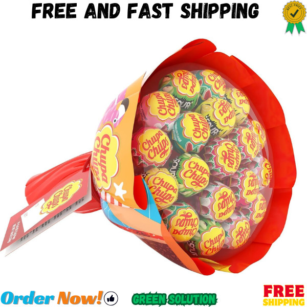 Chupa Chups Flower Lollipop Bouquet, Assorted Fruit Flavors, 19 Lollipops