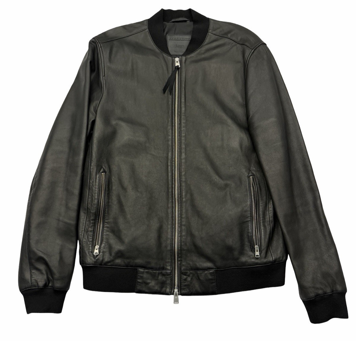AllSaints Men\'s Niko Leather Bomber Jacket Black Size L