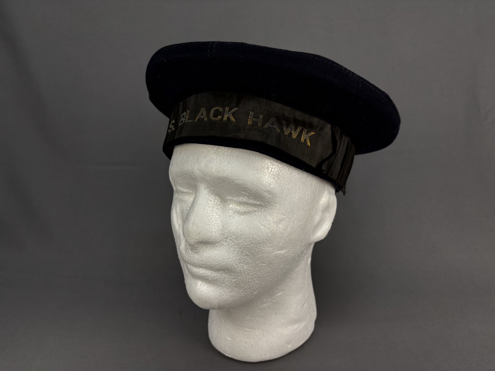 Original WW1 US Navy Sailor\'s Cap, With USS Black Hawk Vessel Tally, Size 7 (7M) Original WW1 US Navy Sailor\'s Cap, With USS Black Hawk Vessel Tally, Size 7 (7M)
