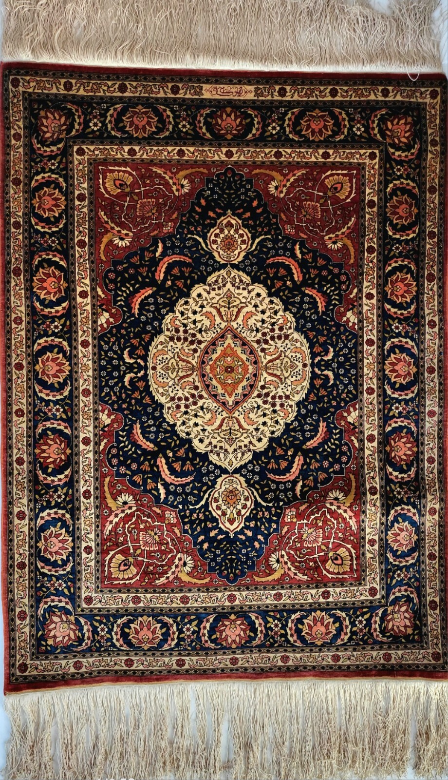 Fine Genuine Handmade Signed Turkish Hereke Shirinian Silk Rug Fine Genuine Handmade Signed Turkish Hereke Shirinian Silk Rug