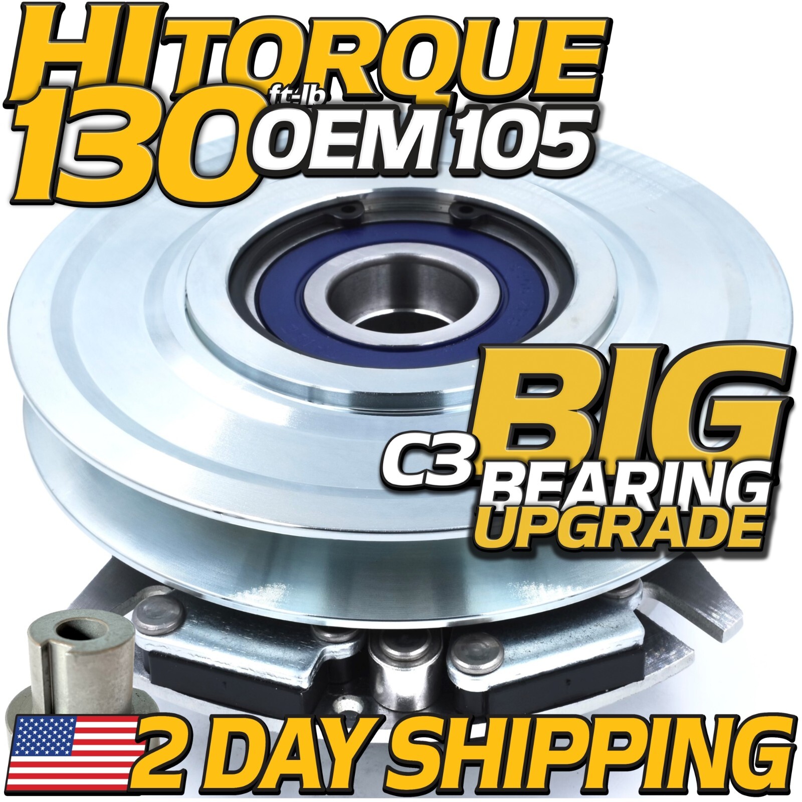 HiTorque 130ftb BIGBearing Billet Pulley PTO Clutch 126-2616 5219-174 for Exmark