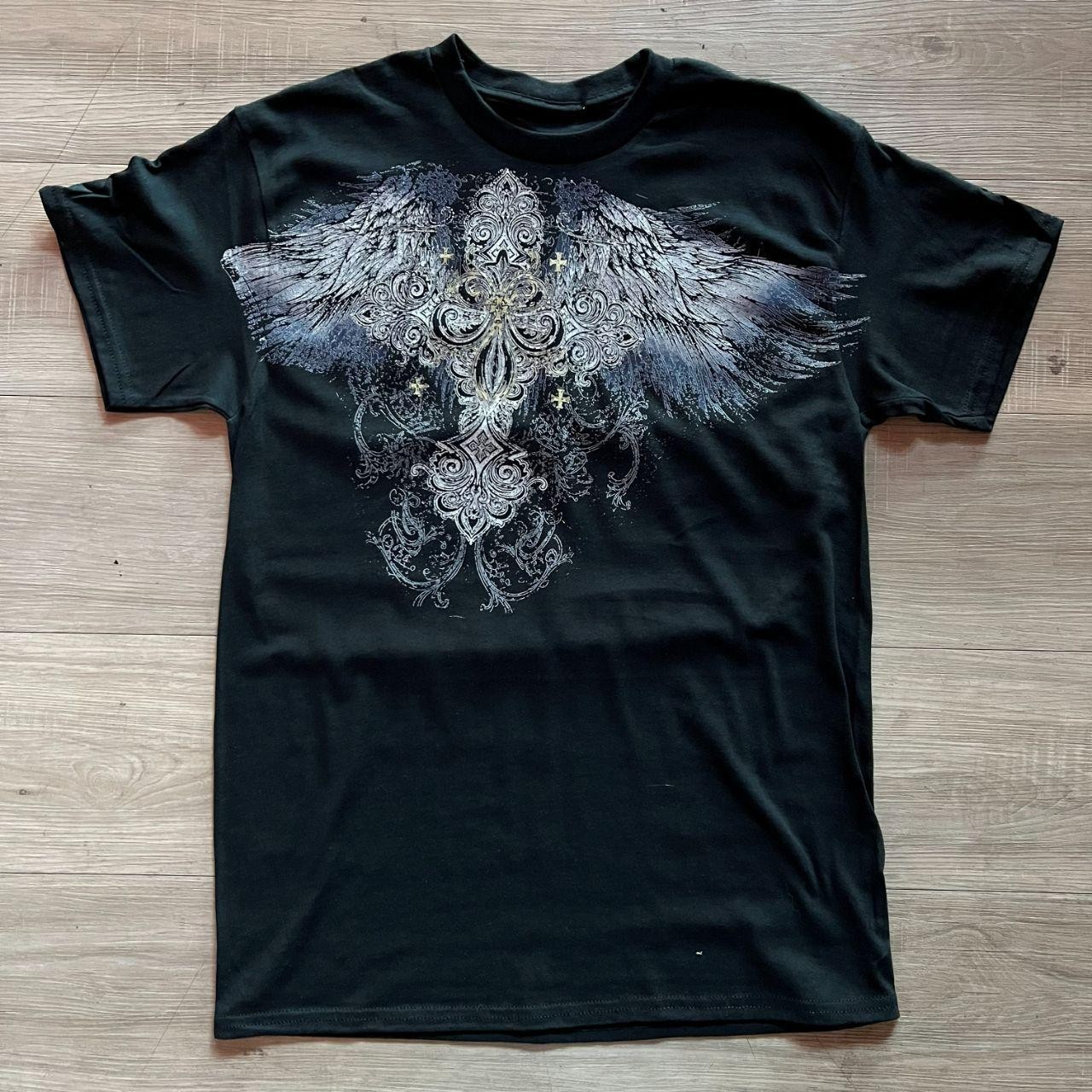 affliction 90s style blue graphic wing tee affliction 90s style blue graphic wing tee