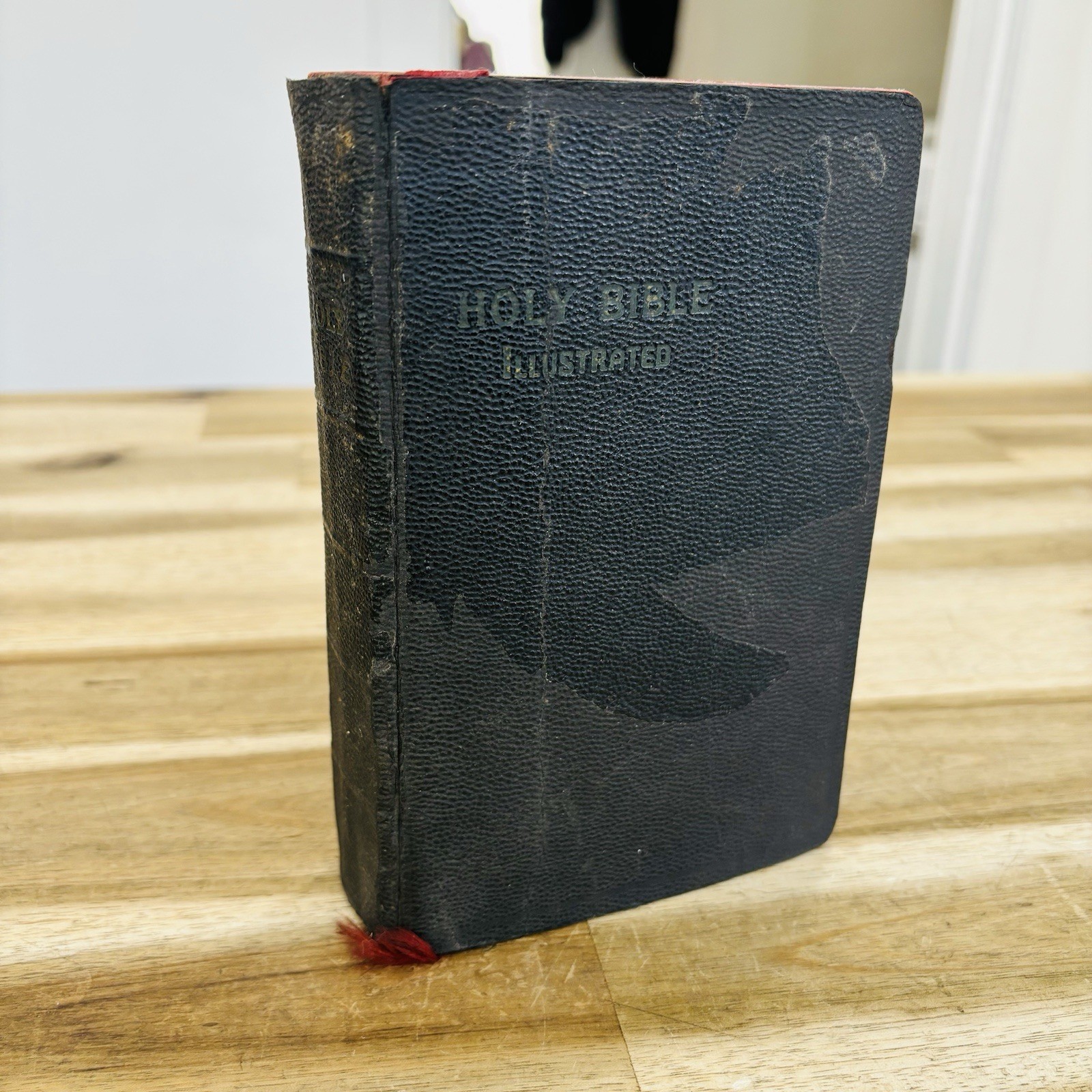 Vtg 1930s 40s Holy Bible Illustrated King James Version Self-Pronouncing Leather