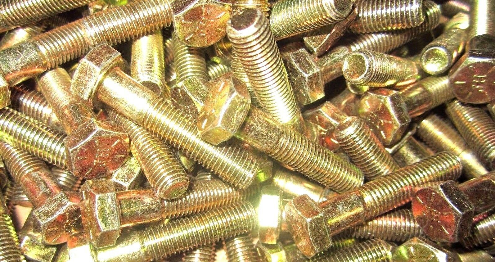 1/2-20 X 1 1/2 Fine Thread Hex Head Cap Screws Grade 8 Yellow Zinc 300 Pieces