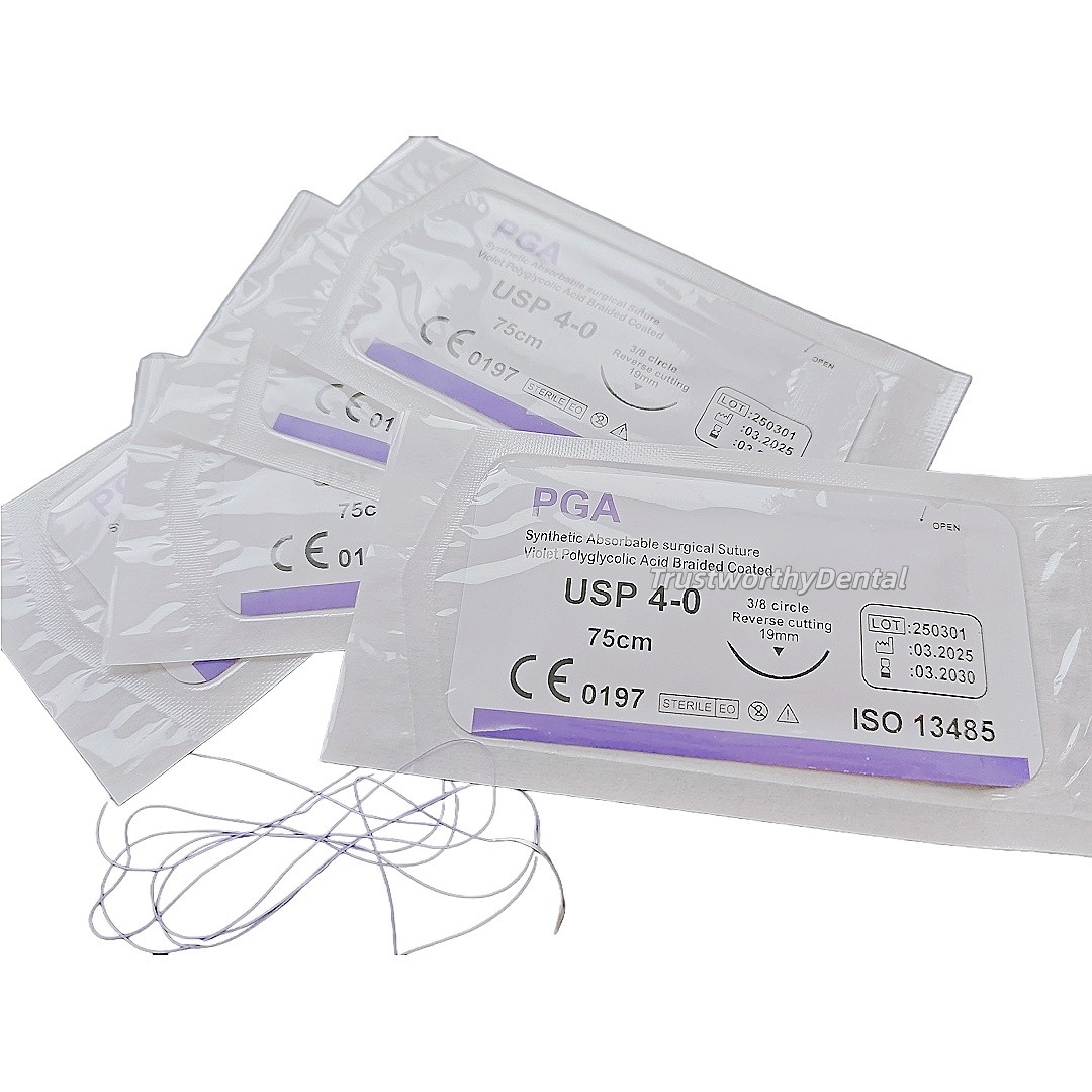 Dental Absorbable Oral Surgical Suture Violet PGA 4-0 75cm 3/8 Natural Needled Dental Absorbable Oral Surgical Suture Violet PGA 4-0 75cm 3/8 Natural Needled