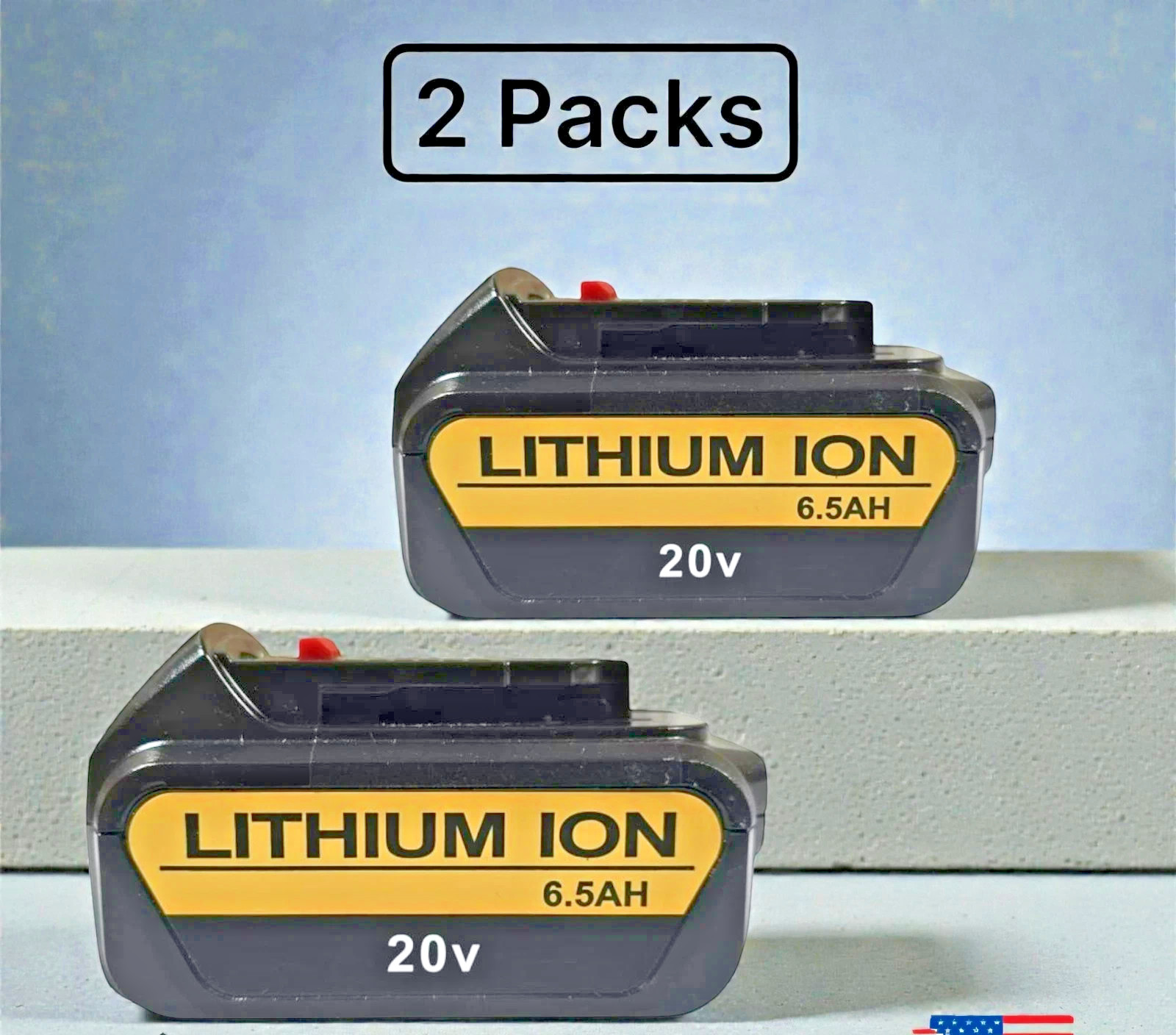 2 x 20V 6.5Ah DeWalt Compatible Lithium Ion Battery Rechargeable 130 Wh DCB 205