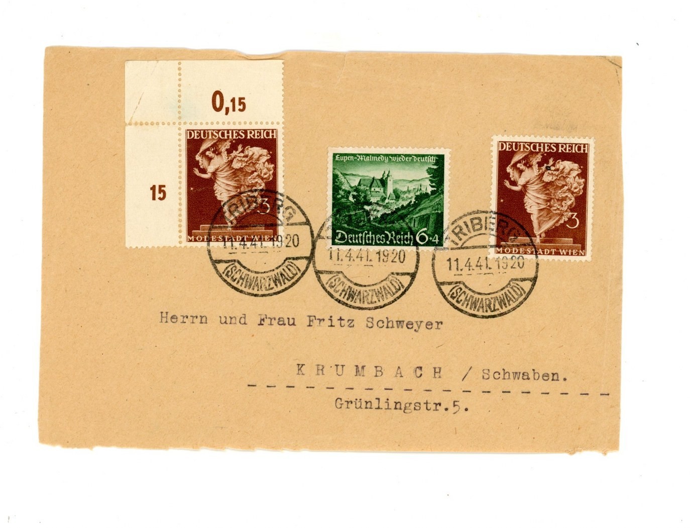 Germany Cover Scott # 502, B174 - Black Forest Region Cancel - 1941   (15-Coll)