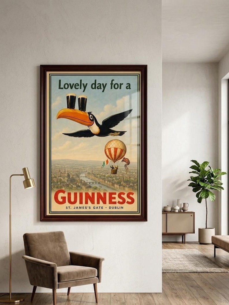 Vintage Guinness Beer Poster Print, Lovely Day For A Guinness Toucan Art