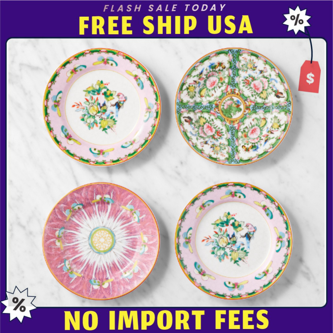 Williams Sonoma Famille Rose Pink Appetizer Plates Set of 8 - NO IMPORT FEE