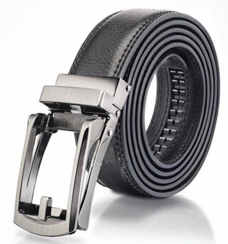 28″-50″ Men's Leather Ratchet Dress Belts Automatic Buckle Click Sliding Belt