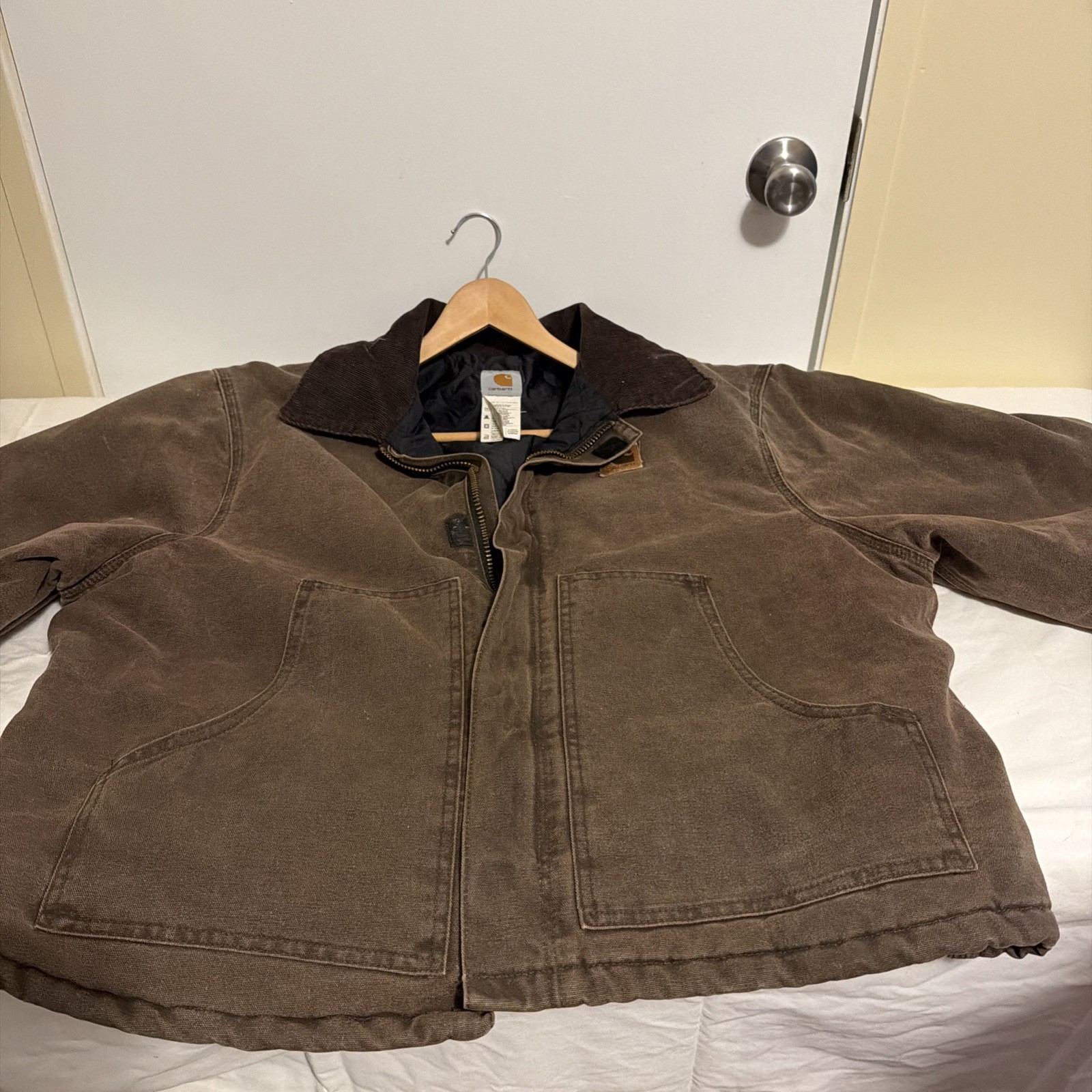 Vintage Carhartt J22 CHT Collared Detroit Jacket Large Chestnut Brown MINT