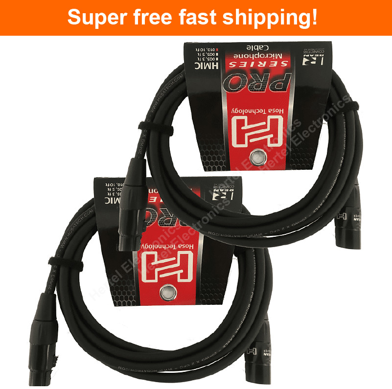 2 Pack Hosa Pro Microphone Cable HMIC-015, Neutrik REAN XLR3F to XLR3M 15Ft 