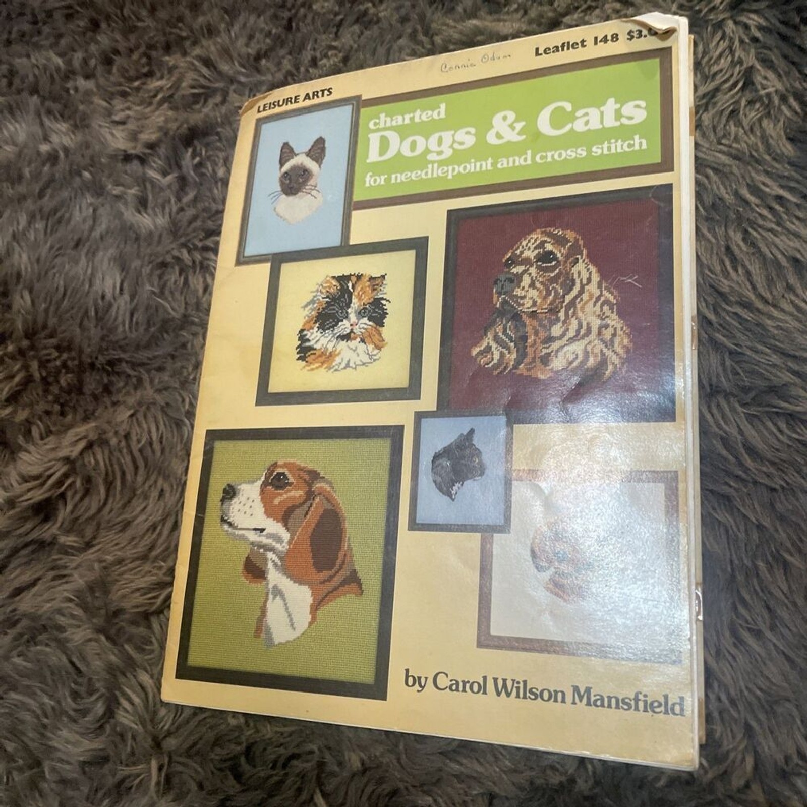 Vintage 1979 Leisure Arts Leaflet 148 Charted Dogs & Cats Cross Stitch Pattern