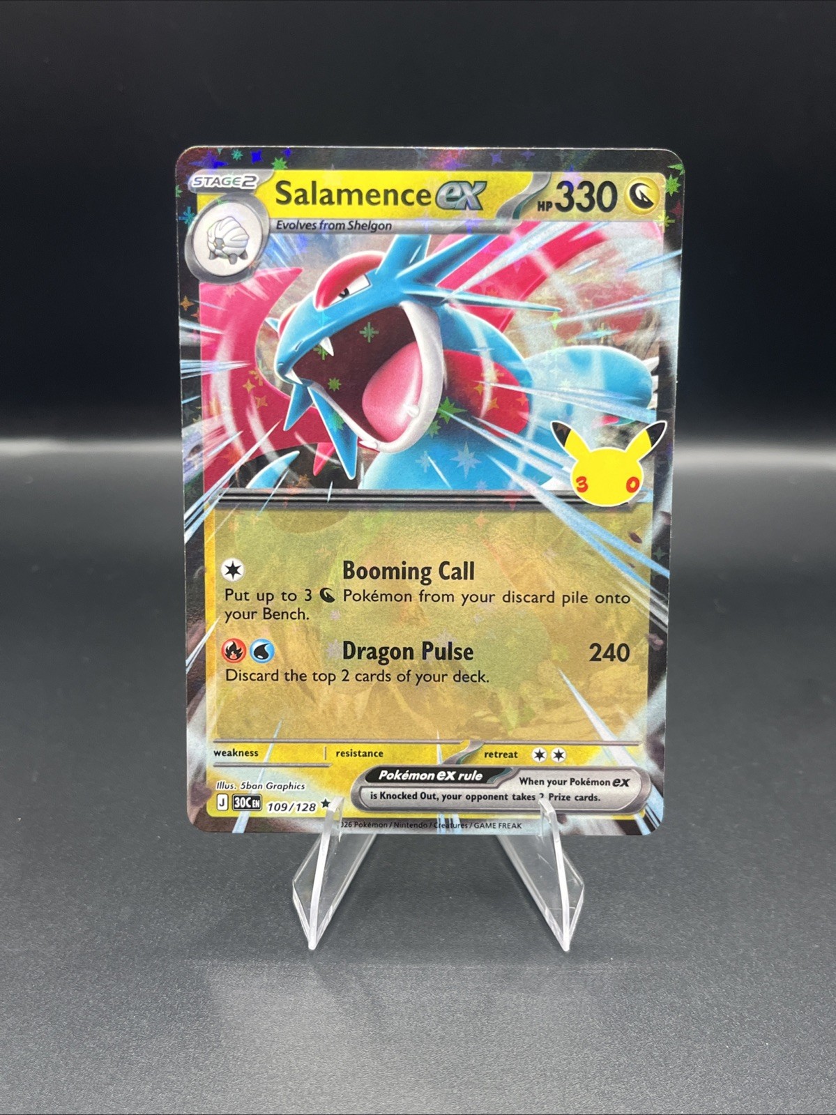 Salamence ex 156/128 SIR 30th Celebration Special Illustration Rare Pokemon NM Salamence ex 156/128 SIR 30th Celebration Special Illustration Rare Pokemon NM
