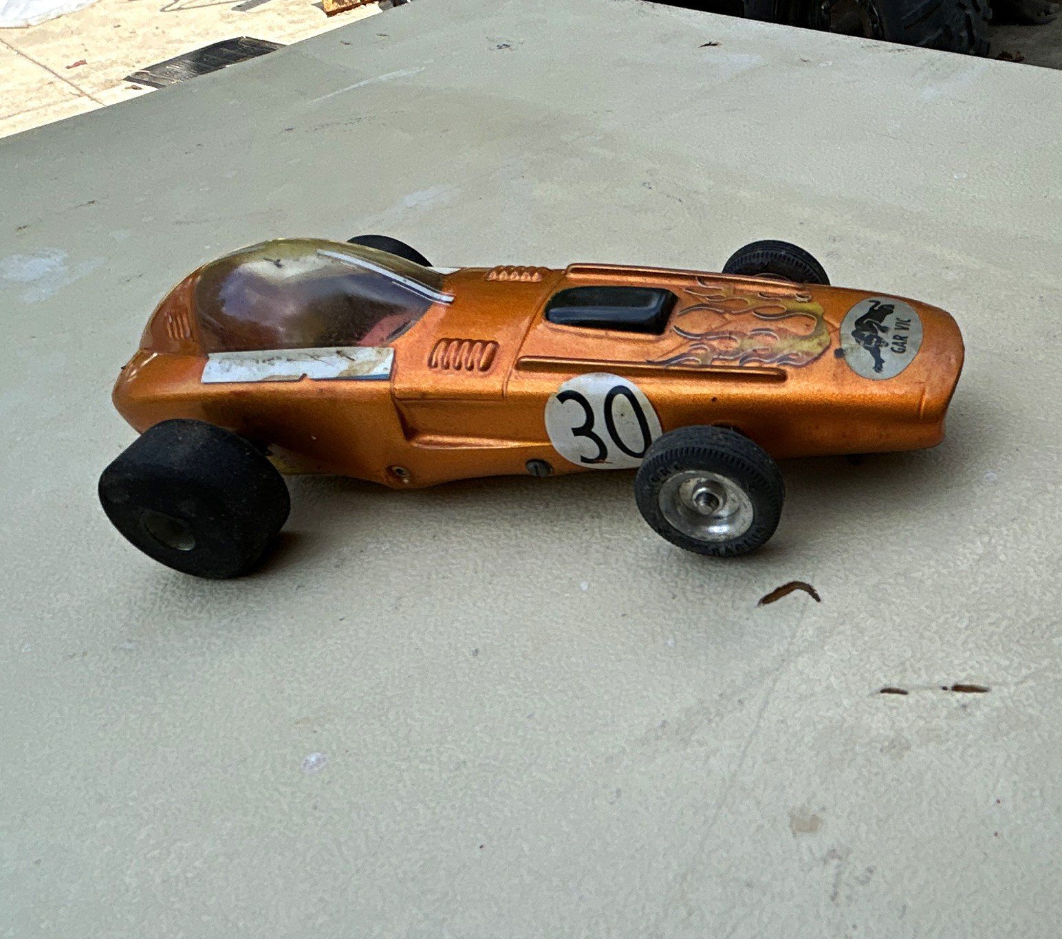 Gar Vic 1/32 Scale Slot Car Copper Orange #30 Vintage 1960s Age 8-11 Gar Vic 1/32 Scale Slot Car Copper Orange #30 Vintage 1960s Age 8-11