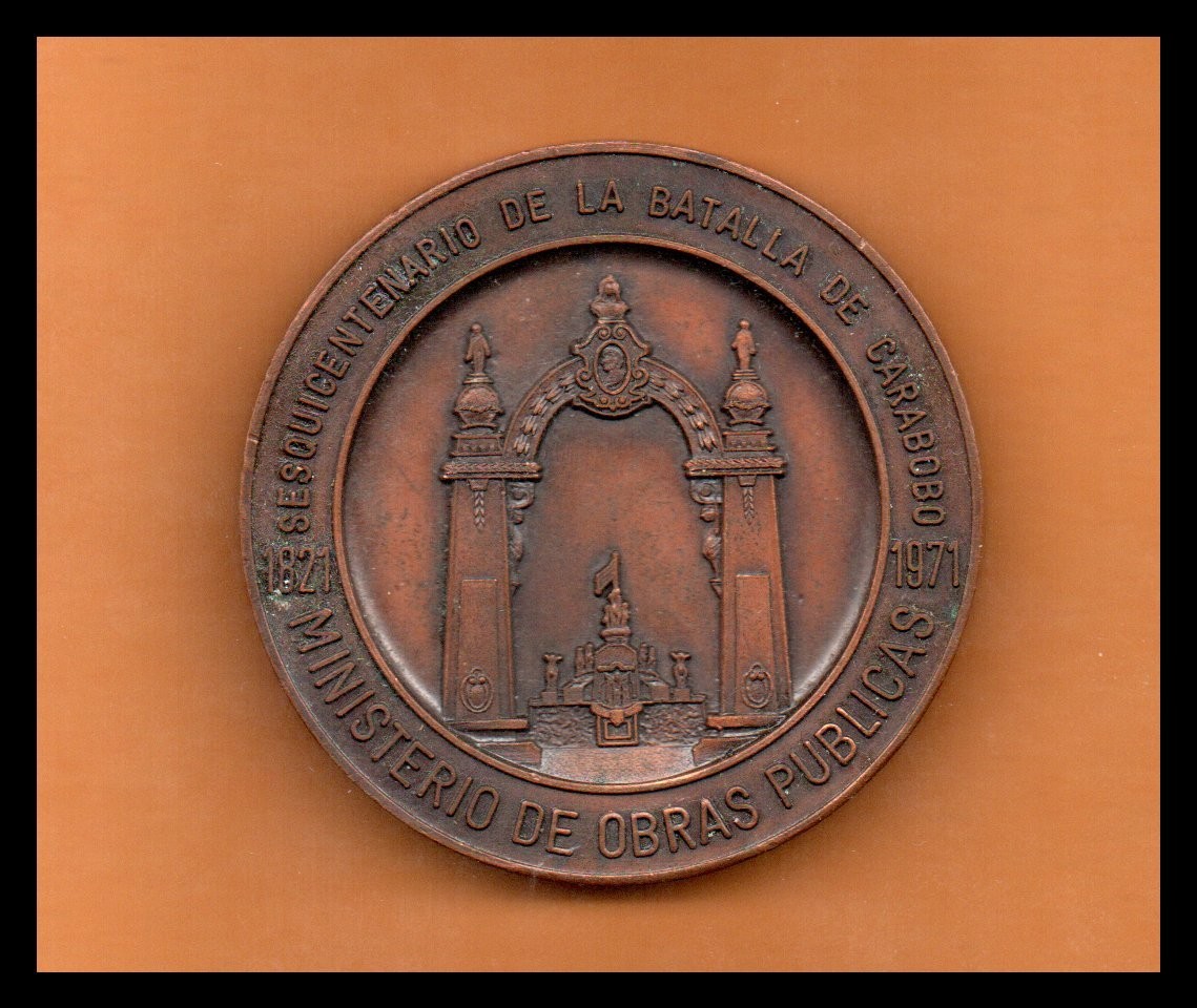Venezuela Medal Batalla de Carabobo Sesquicentennial 1821 -1971 Bronze 74gr 60mm